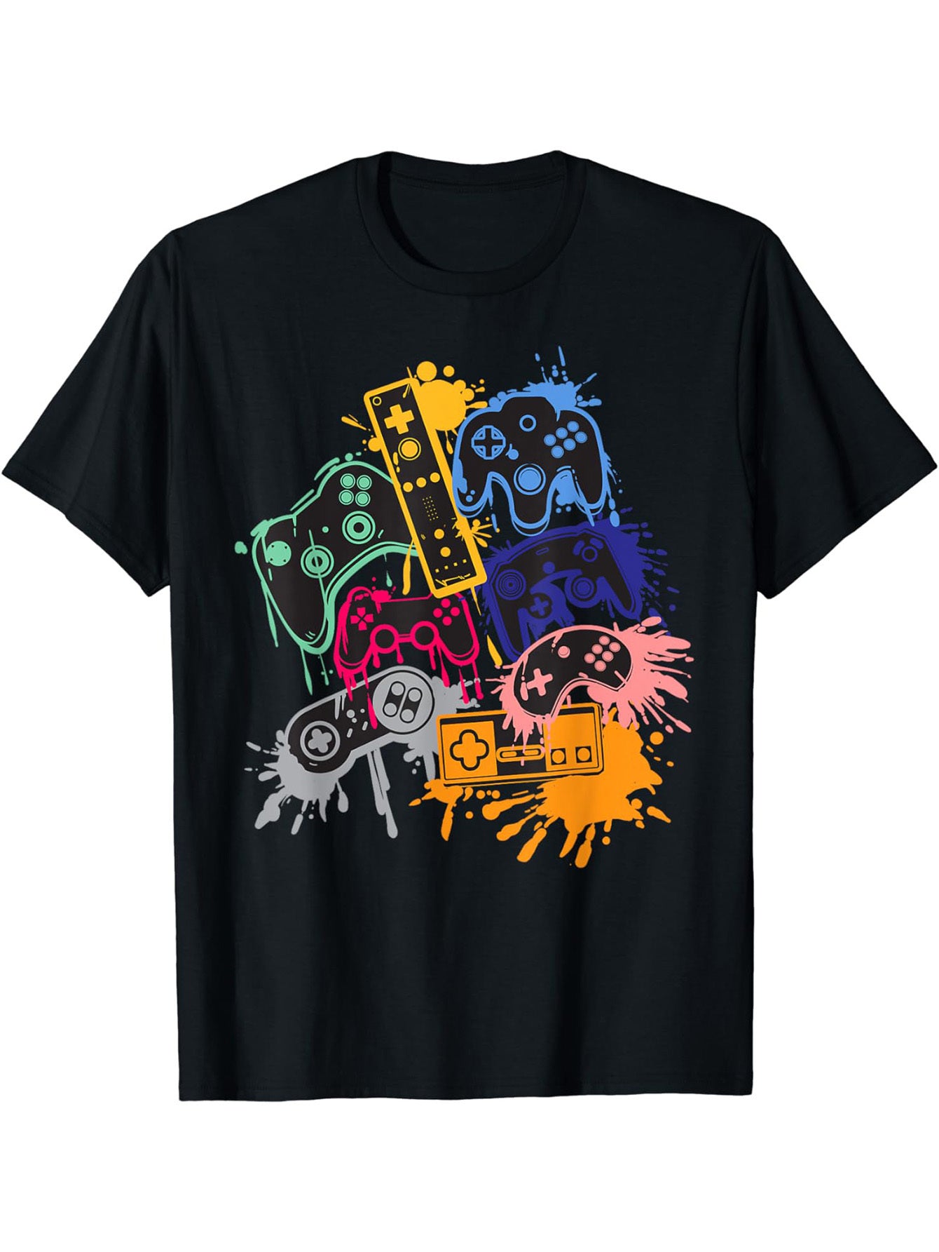 Men's Fashionable Summer Short Sleeved Sports T-shirt, Comfortable And Diverse, With A Game Console Print Design On The Collar