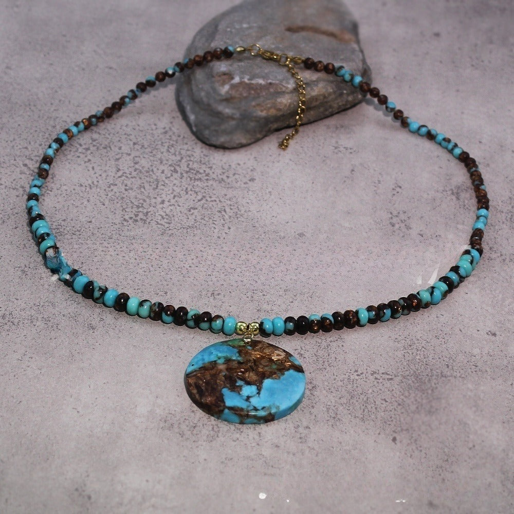 Lapis Retro Long Round Edge Necklace