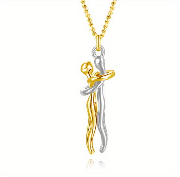 Love Hug Necklace Unisex Men Women Couple Jewelry Simple Temperament Clavicle Chain Valentines Day Lover Gift