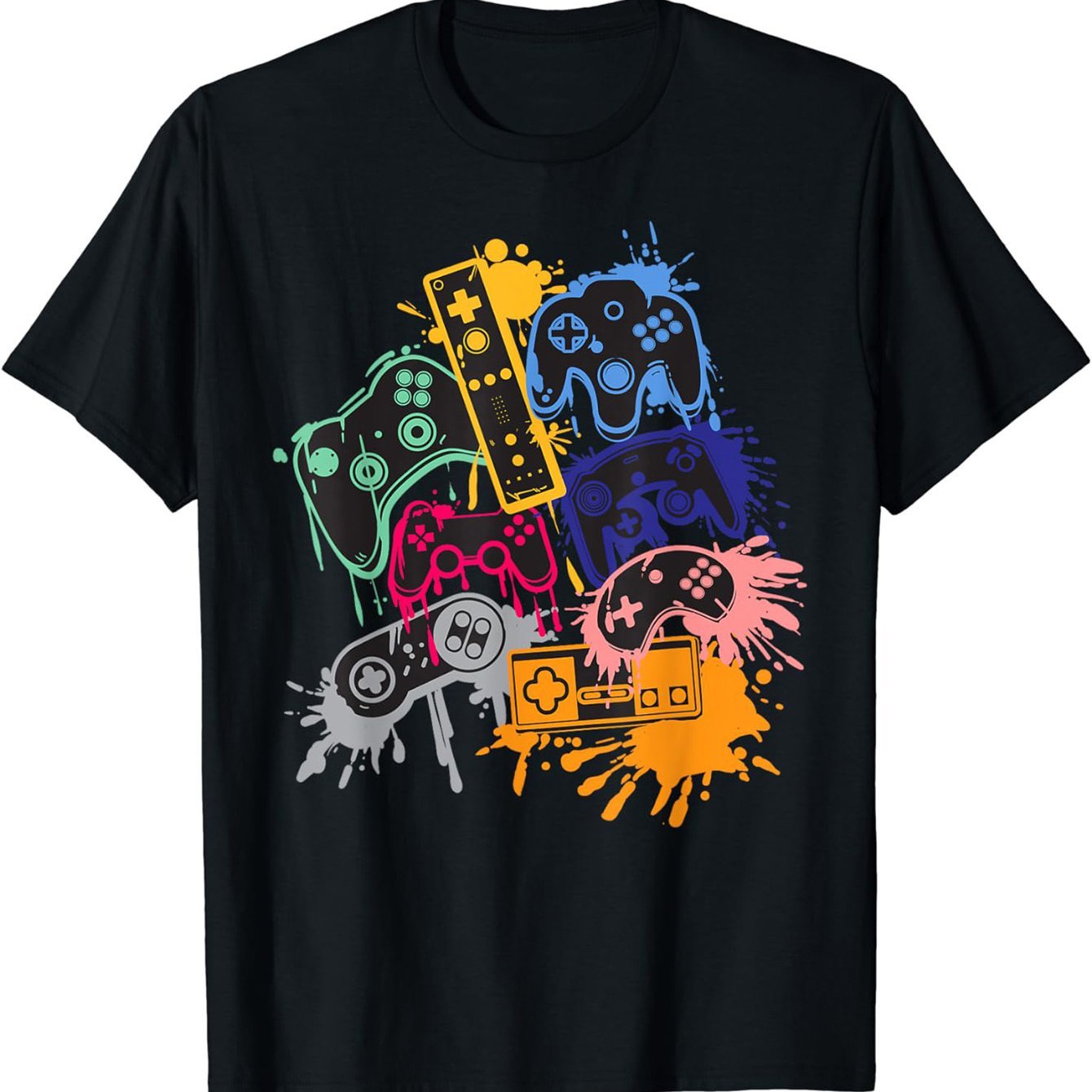 Men's Fashionable Summer Short Sleeved Sports T-shirt, Comfortable And Diverse, With A Game Console Print Design On The Collar