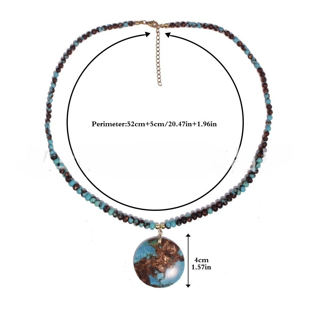 Lapis Retro Long Round Edge Necklace